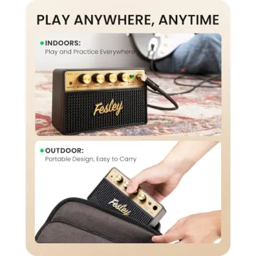 Fesley Mini Guitar Amp: 10W Portable Recharged Guitar Amplifier, Bluetooth Electric Guitar Amp with Clean and Drive Channels, Mini Amp for Practice with 3.5mm Headphone Output, FGA10