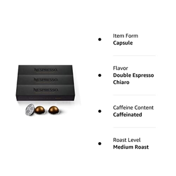 Nespresso Double Espresso Chiaro Coffee Pods 30 Count