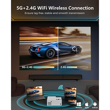 FUDONI 1080P Bluetooth Projector with 4K Support