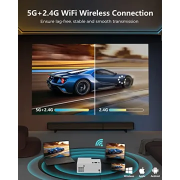 FUDONI 1080P Bluetooth Projector with 4K Support