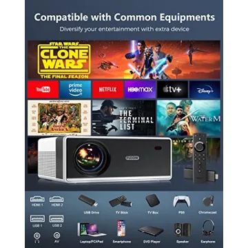 FUDONI 1080P Bluetooth Projector with 4K Support