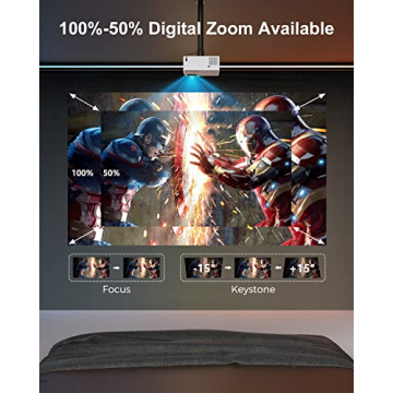 FUDONI 1080P Bluetooth Projector with 4K Support