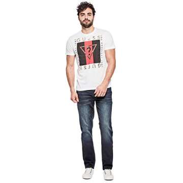 GUESS Factory Men's Delmar Medium Rise Slim Straight Denim Jeans