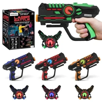 ArmoGear Laser Tag Guns - Set of 4 Rechargeable Kids Toys with Vests - Indoor and Outdoor Multiplayer Laser Tag Set for Kids, Teens, and Adults - Long Range 150 ft - Kids Games for Ages 8 and Up