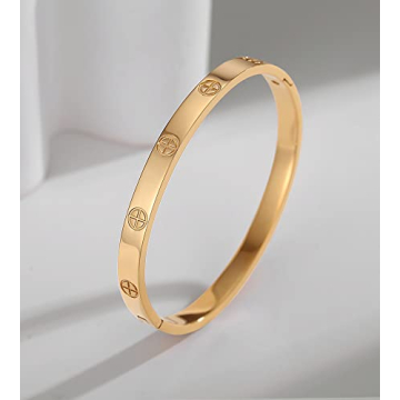 Trendy RIMRIVA Gold Bangle Bracelet for Women