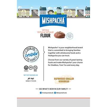 Mishpacha 100% White Unbleached Whole Wheat Flour (5 Pounds) Whole Grain, Premium Quality, Good Source of Fiber