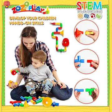 ZOZOPLAY 72-Piece STEM Tube Building Set for Kids