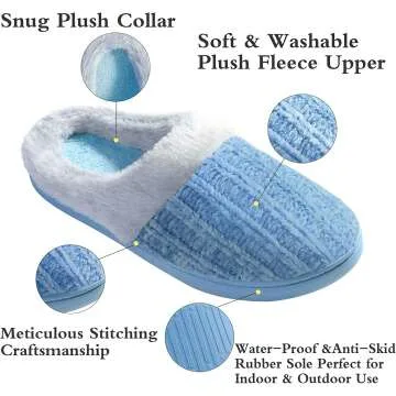 Warm Plush Memory Foam Slippers for Women