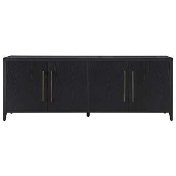 Henn&Hart Rectangular TV Stand for TV's up to 75" in Black Grain, for Home, Living Room, Bedroom, Entertainment Room, Office