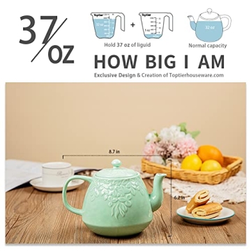 Elegant Toptier Leaf Teapot with Infuser for Tea Lovers