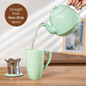 Elegant Toptier Leaf Teapot with Infuser for Tea Lovers