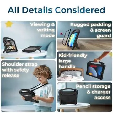 Bam Bino Space Suit iPad Kids Case for iPad Pro 12.9-inch 3rd/4th/5th/6th Generation (2018-2022 Models) (Cosmic Black) - [Not for iPad Pro 12.9 1st/2nd Gen]