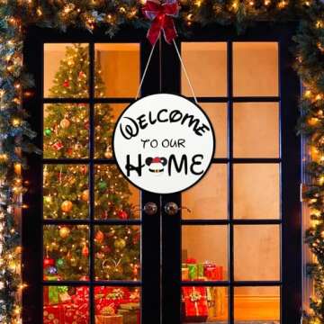 Cute Mouse Interchangeable Welcome Door Sign for Homes