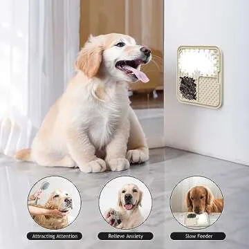 Coomazy 2-Pack Lick Mat for Cat Puppy, Slow Feeder & Non-Slip Design, Boredom and Anxiety Reducer, Suitable for Yogurt, Peanut Butter and Liver Paste, BPA-Free, Non-Toxic (Gray/Beige)