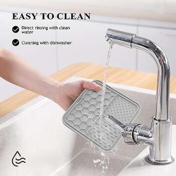 Coomazy 2-Pack Lick Mat for Cat Puppy, Slow Feeder & Non-Slip Design, Boredom and Anxiety Reducer, Suitable for Yogurt, Peanut Butter and Liver Paste, BPA-Free, Non-Toxic (Gray/Beige)