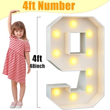 KAINSY Light Up Number 9 - 4ft Marquee for 9th Birthday