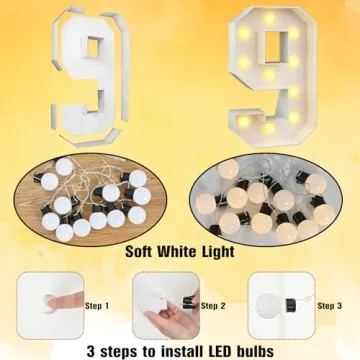 KAINSY Light Up Number 9 - 4ft Marquee for 9th Birthday