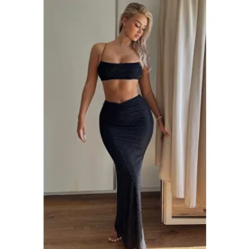 XLLAIS 2 Piece Glitter Sequin Dress for Women