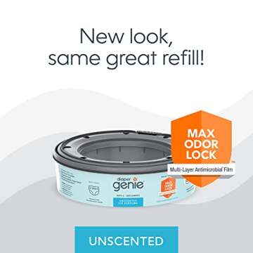 Diaper Genie Bags Refills 270 Count (Pack of 8) with Max Odor Lock | Holds Up to 2160 Newborn Diaper...