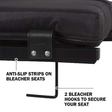 Hmnitaty Stadium Seating for Bleachers, Most Compact Bleacher Seat with Backrest and Cushion Wide, Extra Comfortable Stadium Chair Seats with Highest Backs Shoulder Strap, Perfect for Sports Events