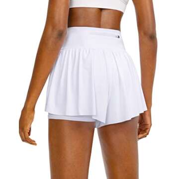 Flowy Running Shorts for Women with 4 Pockets 2 in 1 High Waisted Women's Butterfly Workout Athletic...