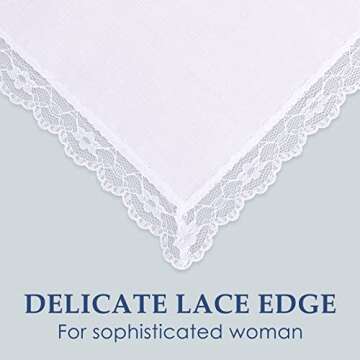 Selected Hanky Women's Wedding Handkerchief with Lace, Ladies Hankies for Embroidery and Wedding