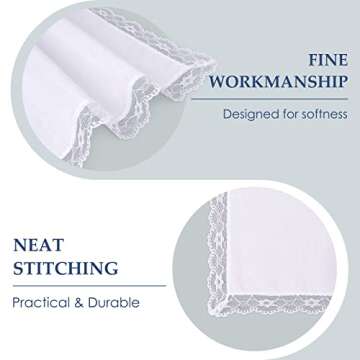 Selected Hanky Women's Wedding Handkerchief with Lace, Ladies Hankies for Embroidery and Wedding