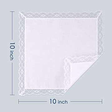 Selected Hanky Women's Wedding Handkerchief with Lace, Ladies Hankies for Embroidery and Wedding
