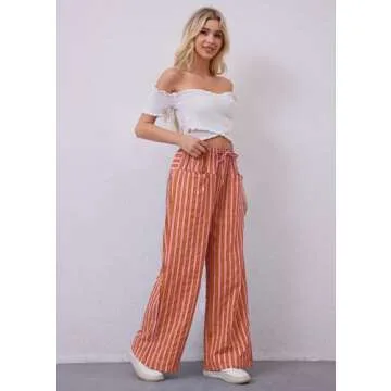 MISSACTIVER Women Drawstring Striped Pants for Comfort and Style