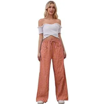 MISSACTIVER Women Drawstring Striped Pants for Comfort and Style