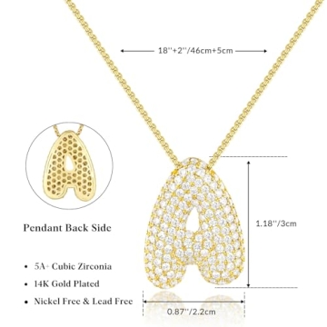 KissYan Bubble Letter Necklace for Personalized Style