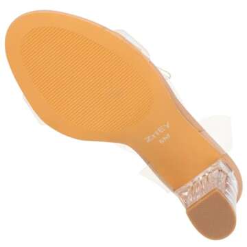 ZriEy Nude Clear Block Sandals Chunky Heels for Women 3.35 Inch Open Toe Adjustable Ankle Strap Pump Sandals for Weddings Parties Daily Wear Size 5