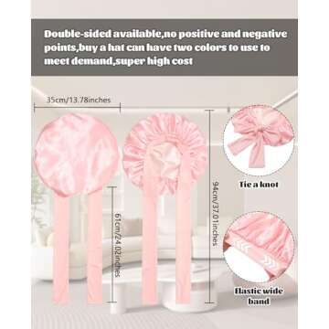 Satin Bonnet Silk Bonnet for Sleeping Silk Sleep Cap Double Layer Hair Bonnet with Elastic Tie Band for Curly Hair Night Cap