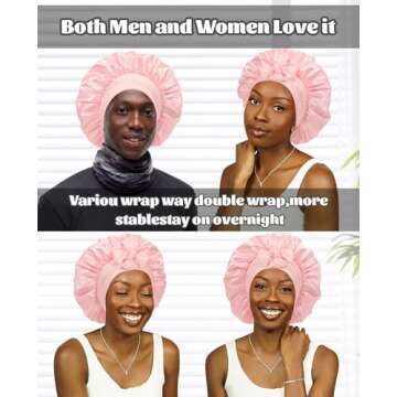 Satin Bonnet Silk Bonnet for Sleeping Silk Sleep Cap Double Layer Hair Bonnet with Elastic Tie Band for Curly Hair Night Cap