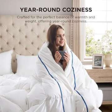 Bedsure Goose Feather Down Comforter - King Size All Season