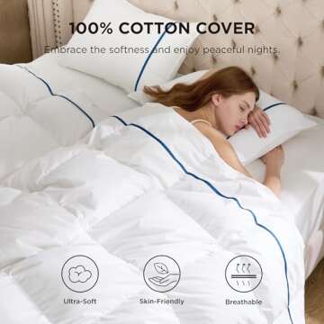 Bedsure Goose Feather Down Comforter - King Size All Season