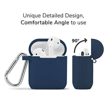 AirPods Case, GMYLE Silicone Protective Shockproof Case Cover Skins with Keychain Compatible with Ap...
