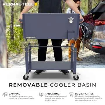 Permasteel 80-Qt Outdoor Cooler - Portable Beverage Cart