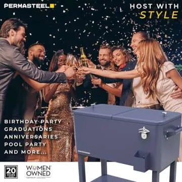 Permasteel 80-Qt Outdoor Cooler - Portable Beverage Cart