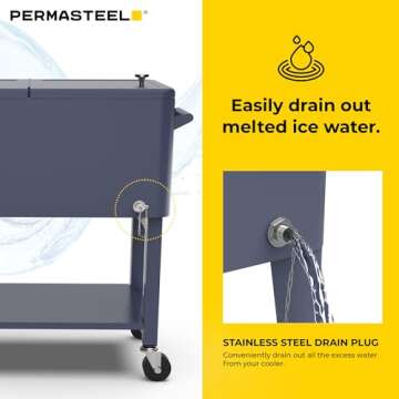 Permasteel 80-Qt Outdoor Cooler - Portable Beverage Cart