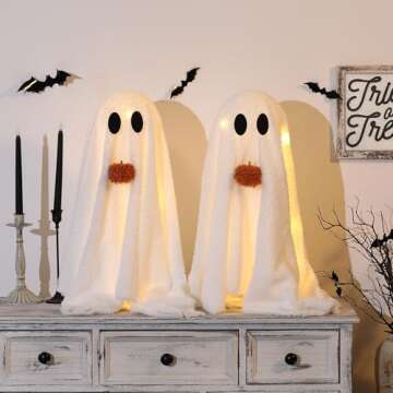 Light-Up Sherpa Ghosts for Adorable Halloween Decor