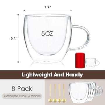 Hand Blown Double Wall Espresso Cups Set - 4pcs