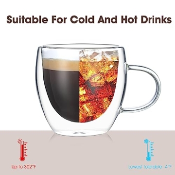 Hand Blown Double Wall Espresso Cups Set - 4pcs