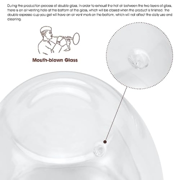 Hand Blown Double Wall Espresso Cups Set - 4pcs