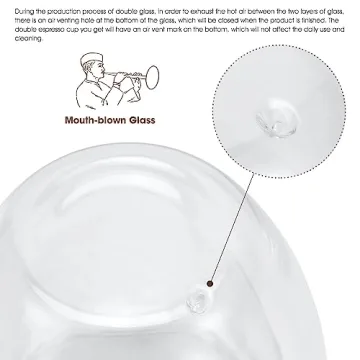 Hand Blown Double Wall Espresso Cups Set - 4pcs