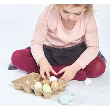 Tender Leaf Toys - Wooden Eggs - 6 Pieces Pretend Food Play Solid-Wood Eggs with Carton Box, Realistic Easter Egg Toy - Shopping Game Accessories for Children - Age 3+