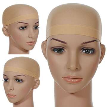 GoWorth 12 Pack Nylon Wig Caps,Wig Caps for Women and Men,Each cardboard Contains 2 Wig Caps(Beige)