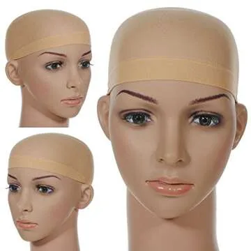 GoWorth 12 Pack Nylon Wig Caps,Wig Caps for Women and Men,Each cardboard Contains 2 Wig Caps(Beige)