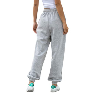 HeSaYep Women's High Waisted Sweatpants Workout Active Joggers Pants Baggy Lounge Bottoms,Grey M