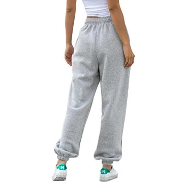HeSaYep Women's High Waisted Sweatpants Workout Active Joggers Pants Baggy Lounge Bottoms,Grey M